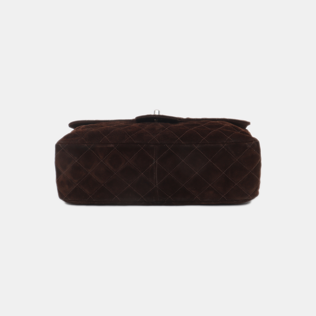 Chanel Classic Flap Medium Dark Chocolate Brown Suede Leather Silver HW, 1996-1997