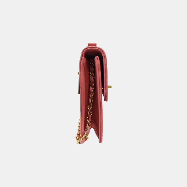 Chanel Vintage Double CC Turnlock Small Pink Lambskin Leather 2Way Shoulder Bag
