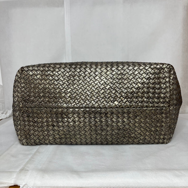 Bottega Veneta Cabat Large Intreccio Deerskin Leather Tote Bag Gold