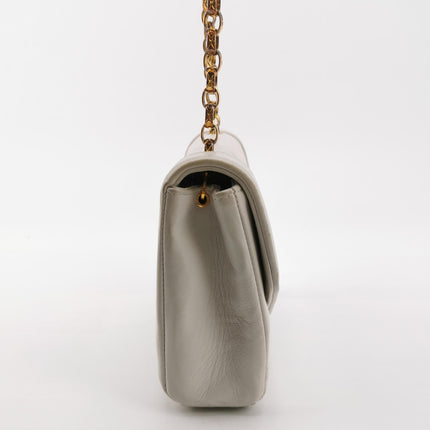 Chanel Diana CC Flap Bag Small Vintage White Lambskin Leather with 24k Gold HW, 1989-1991