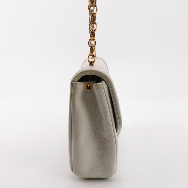 Chanel Diana CC Flap Bag Small Vintage White Lambskin Leather with 24k Gold HW, 1989-1991