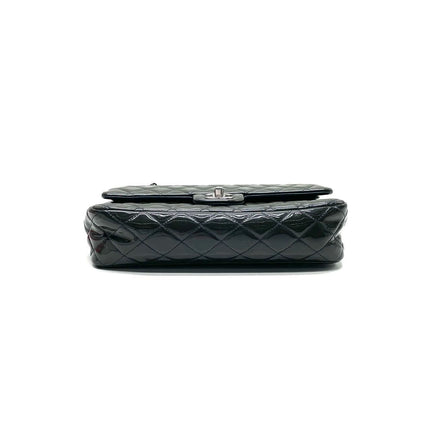 Chanel Classic Flap Medium Dark Green Patent Leather Silver Hardware, 2014-2015