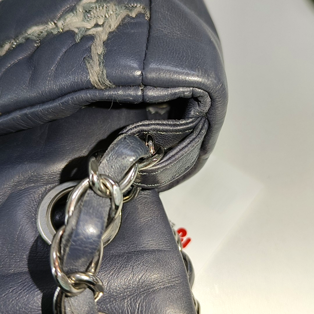 Chanel Tweed Square Stitch on Leather Bubble Grey Medium Shoulder Bag