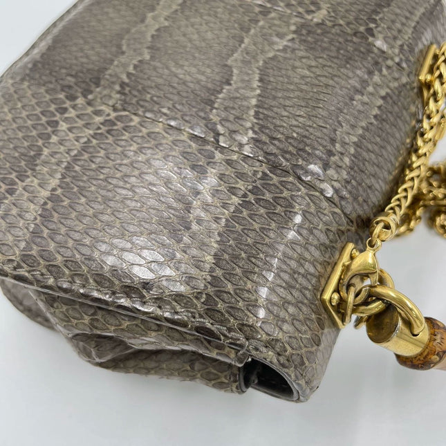 Sold Gucci Bamboo 1947 Night Mini Python Evening Bag with Chain