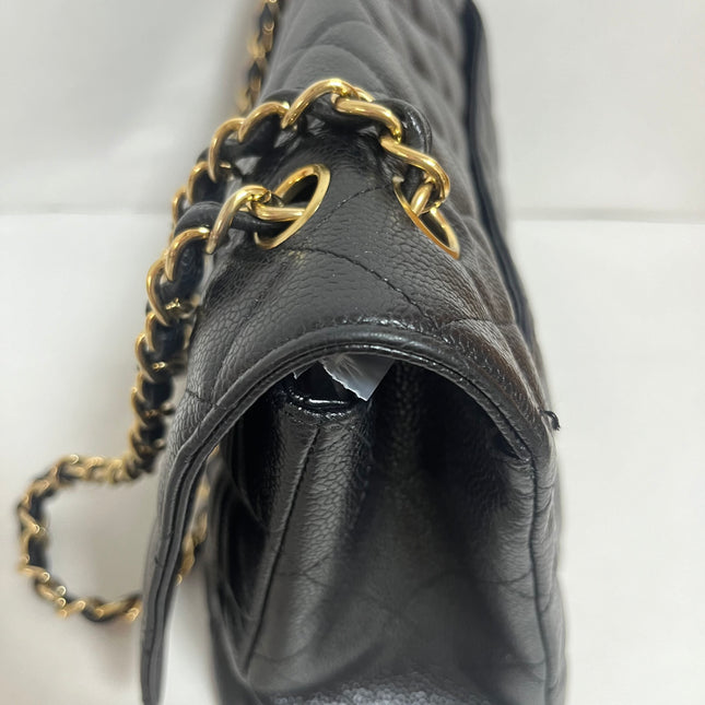 Chanel Classic Flap Maxi Black Caviar Leather Single Flap with Gold Hardware