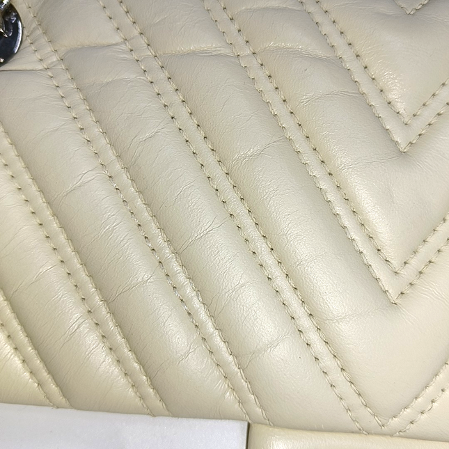 Chanel Classic Flap Medium Chevron Beige Quilted Lambskin Leather, 2015