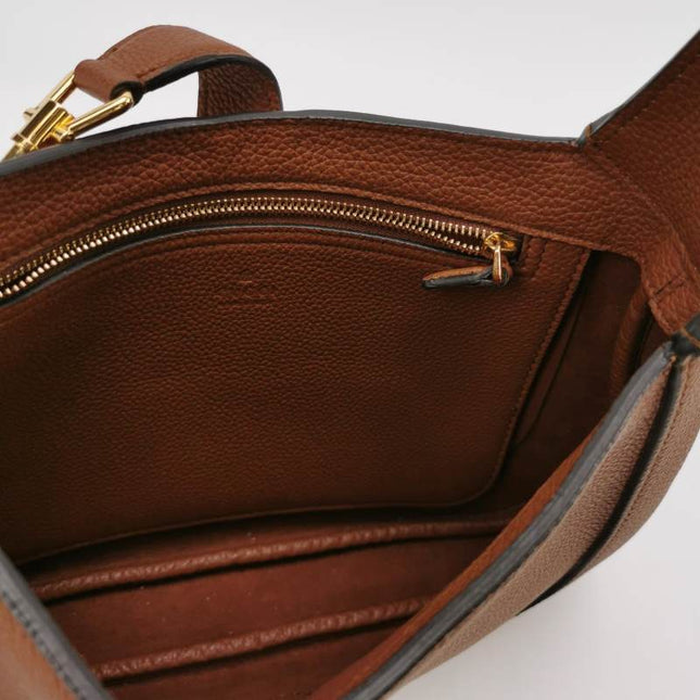 Gucci Jackie 1961 Tan Brown Pebbled Leather Bag Small