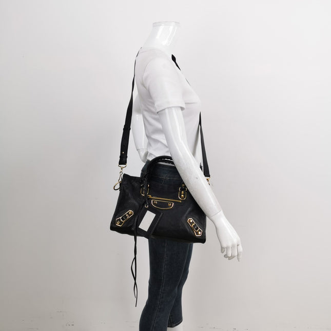 Sold Balenciaga City Bag Black with Gold hardware Small Crossbody Bag