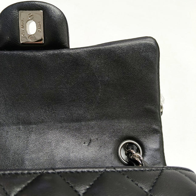 Chanel Classic Flap Mini Black Lambskin Silver Hardware