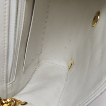 Chanel Diana CC Flap Bag Small Vintage White Lambskin Leather with 24k Gold HW, 1989-1991