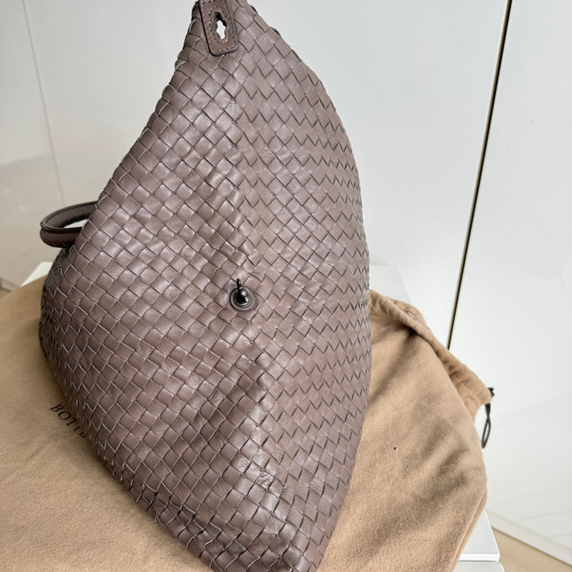 Bottega Veneta Maxi Convertible Tote Bag Hobo Grey Leather Two-way Carry 50cm