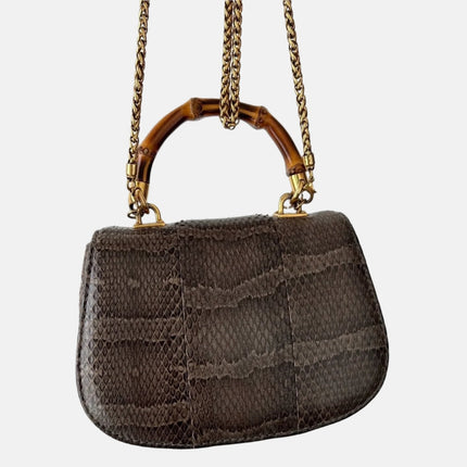 Sold Gucci Bamboo 1947 Night Mini Python Evening Bag with Chain
