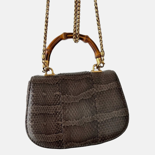 Sold Gucci Bamboo 1947 Night Mini Python Evening Bag with Chain