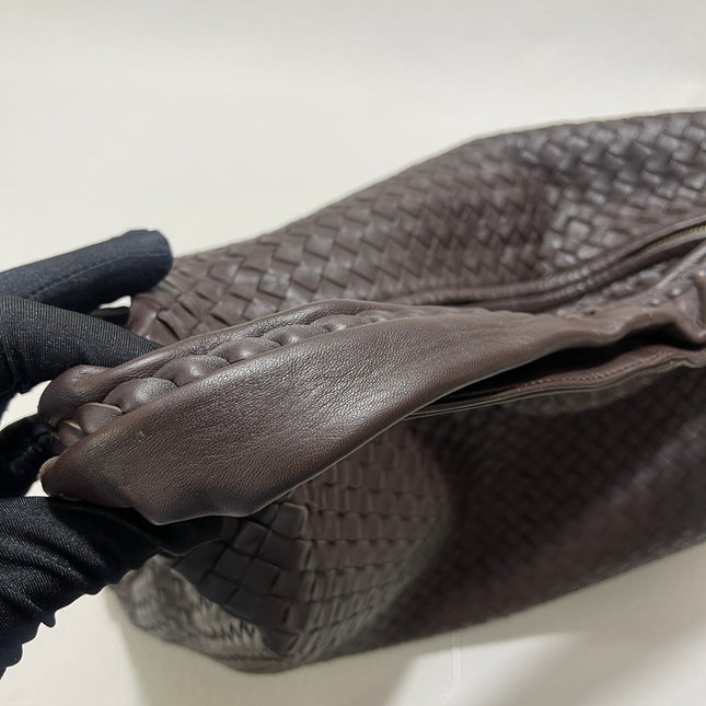 Bottega Veneta Hobo Bag Large Dark Chocolate Brown Lambskin leather 50cm
