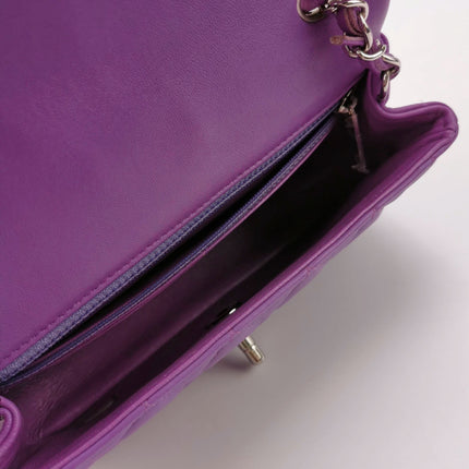 Chanel Classic Flap Mini Purple Lambskin Leather Silver Hardware