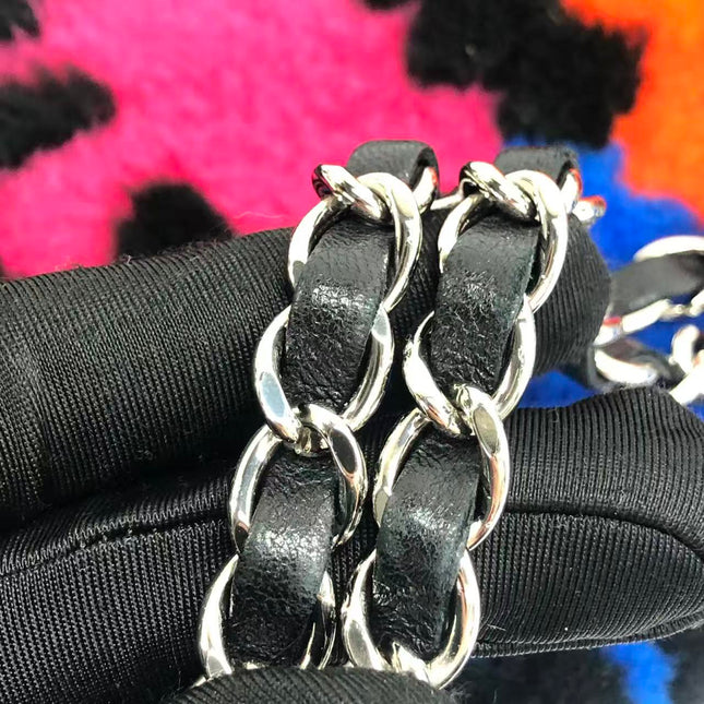 Chanel Medium Flap Bag Shearling and Leather Pop Art N.5 Silver Hardware