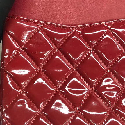 Chanel Classic Flap Medium 2012 Red Burgundy Patent Leather Silver Hardware