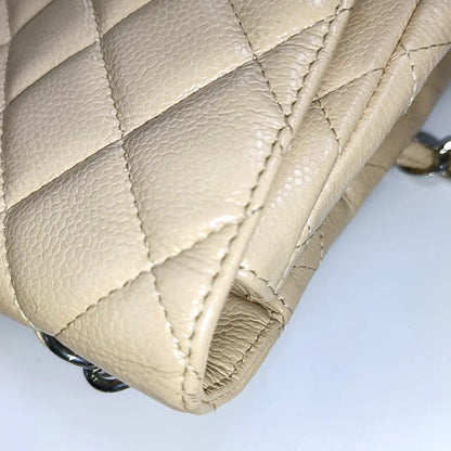 Sold Chanel Classic Flap Jumbo 2010 Beige Caviar Leather Single Flap with Silver Hardware