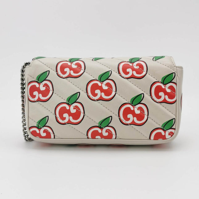 Sold Gucci Marmont Super Mini Flap Leather Bag Valentine's Special Apple Logo