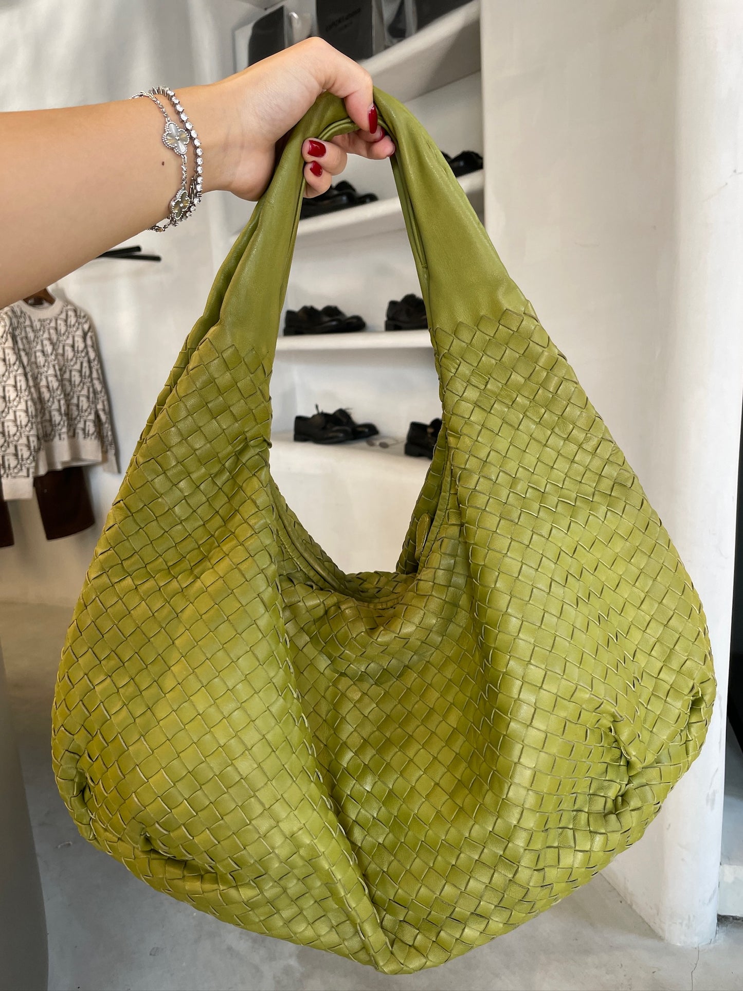 Bottega Veneta Belly Hobo Intrecciato Avocado Green Nappa Leather Large 50cm