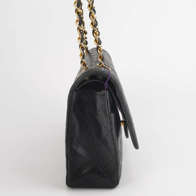 Sold Chanel Classic Flap Vintage Black Lambskin Leather with 24k Gold Hardware
