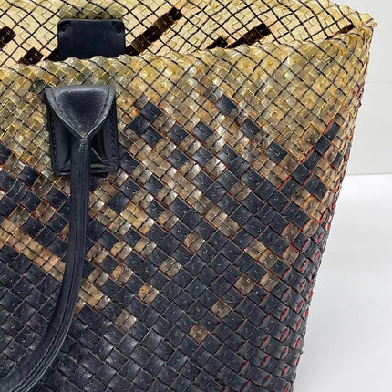 Bottega Veneta Cabat Large Intreccio Black and Transparent Leather and PVC Tote Bag
