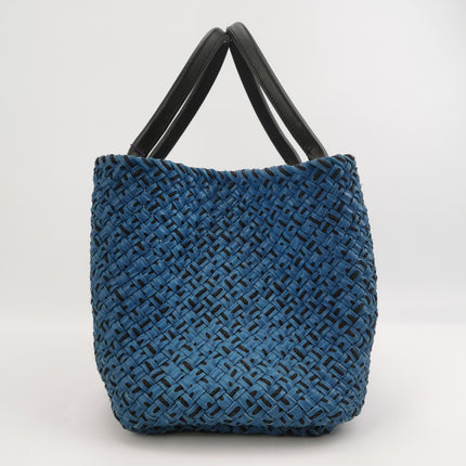 Bottega Veneta Cabat Tote Intreccio Leather Navy and Black 42cm