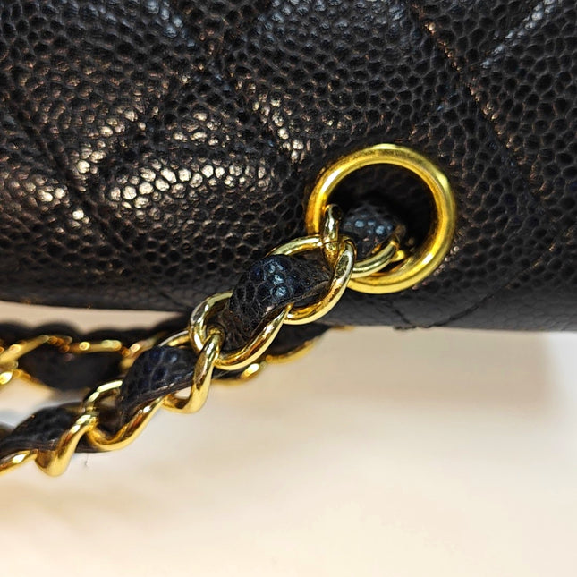 Chanel Classic Flap Medium Black Caviar Leather with 24k Gold Hardware, 2008