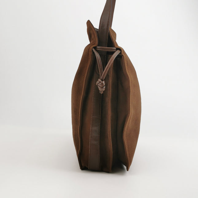 Loewe Flamenco Medium Brown Suede Leather Shoulder Bag 28cm