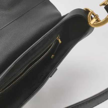 Dior Saddle 2019 Medium Grained Calfskin Leather Bag Black