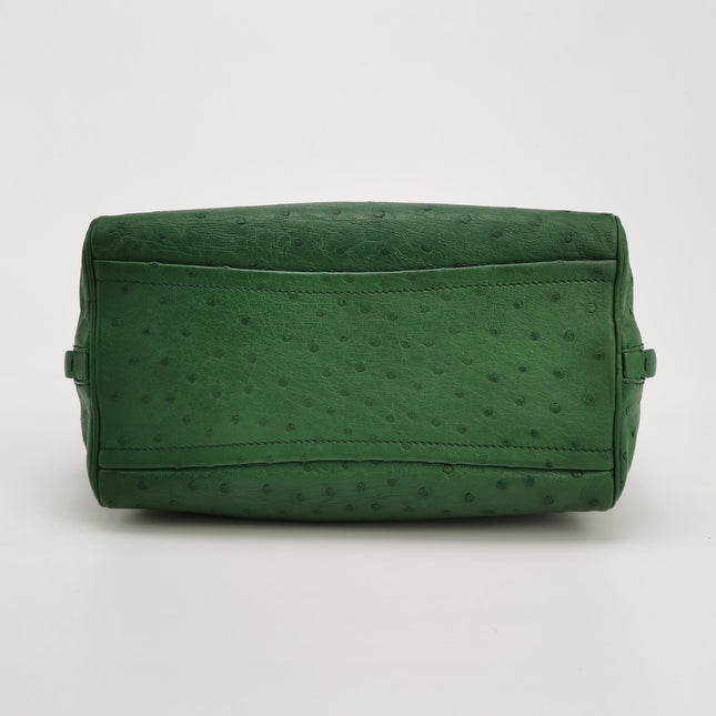 Prada Inside Bag Green Ostrich Leather Green Lambskin Leather Interior Medium