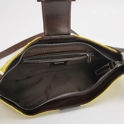 Fendi Lemon Yellow Beaded Top Opening Crossbody Bag