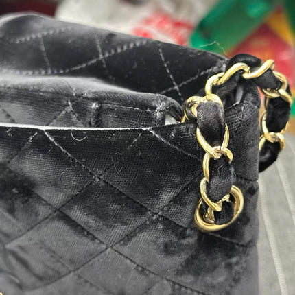 Chanel Classic Flap Medium Black Velvet Gold Hardware, 2014-2015