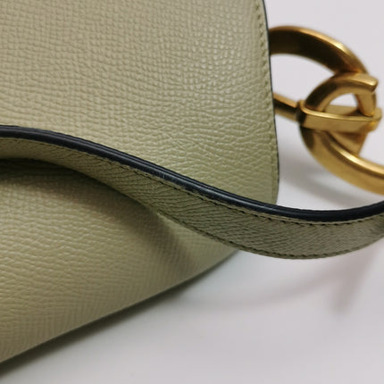 Dior Saddle Medium 2022 Mint Green Grained Leather Handbag with Leather Strap
