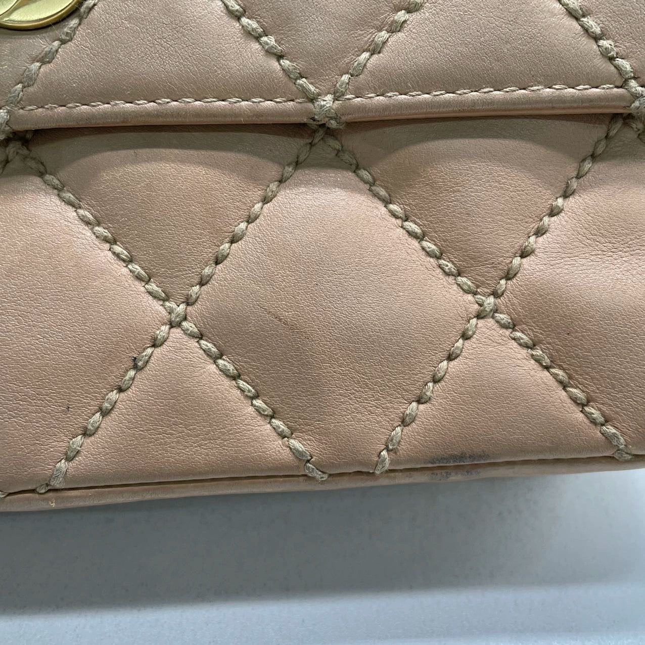 Chanel Wild Stitch Flap Beige Leather with Stitching Detail