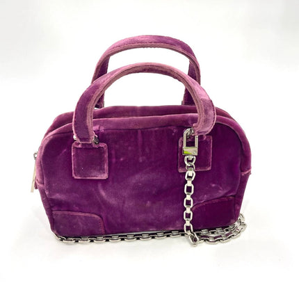 Loewe Amazona 19 Mini Handbag in Purple Velvet with Crystal Logo