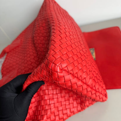 Bottega Veneta Cabat Large Intreccio Red Leather 40cm