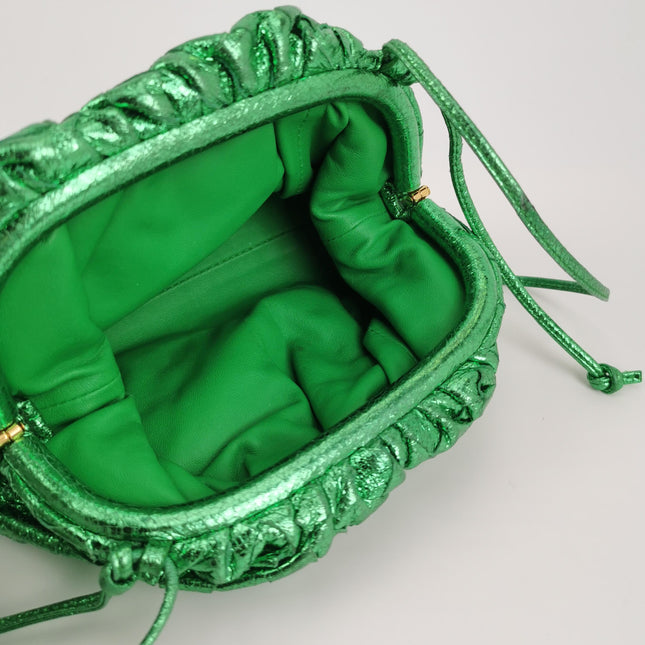 Bottega Veneta Pouch Mini Metallic Green Intrecciato Leather