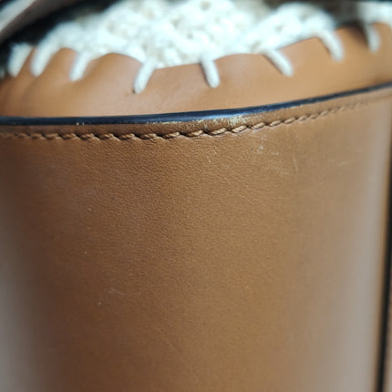 Loewe Hammock Small Brown Leather Knit Top Handle Crossbody Bag