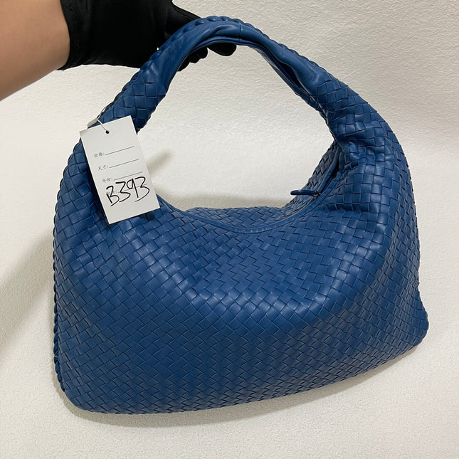 Bottega Veneta Veneta Hobo Medium Blue Intrecciato Leather Bag 47cm-Luxbags