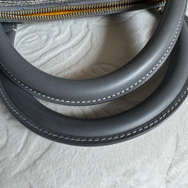 Goyard Ambassade Document Case Small 35cm Handbag Grey Canvas Leather Silver Hardware