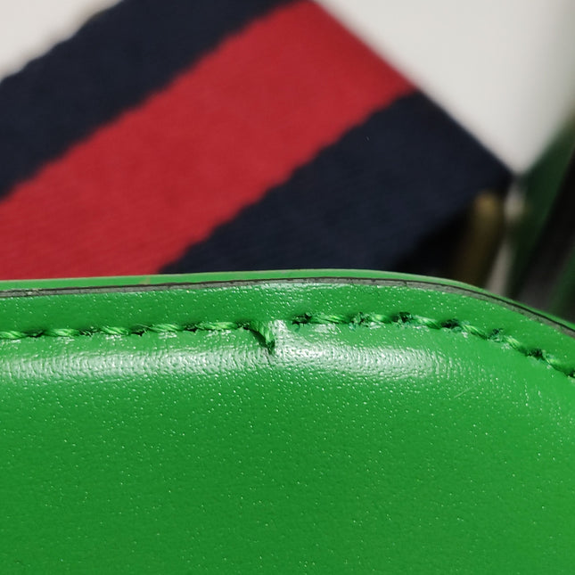 Gucci Bamboo 1947 Top Handle Bag Small Green Box Leather Canvas Strap