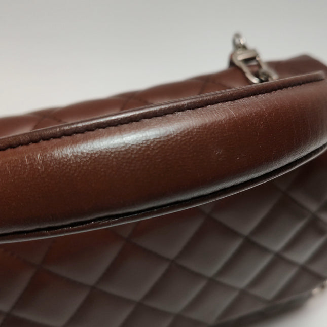 Chanel Vintage Top Handle Kelly Flap Bag Brown lambskin leather