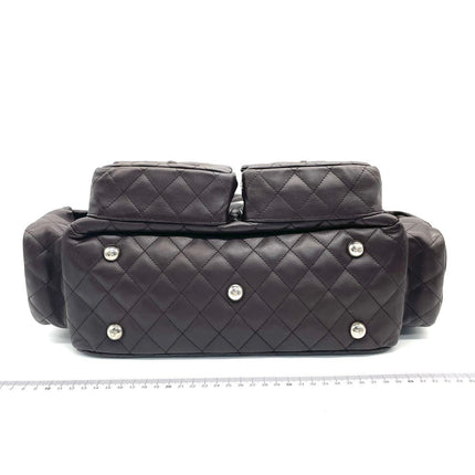 Chanel Cambon Large Dark Brown Calfskin Leather Double Strap Handbag