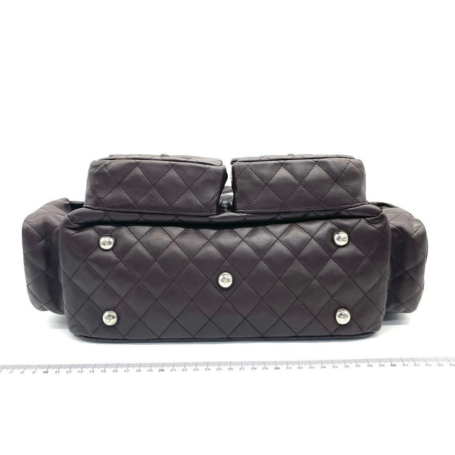 Chanel Cambon Large Dark Brown Calfskin Leather Double Strap Handbag