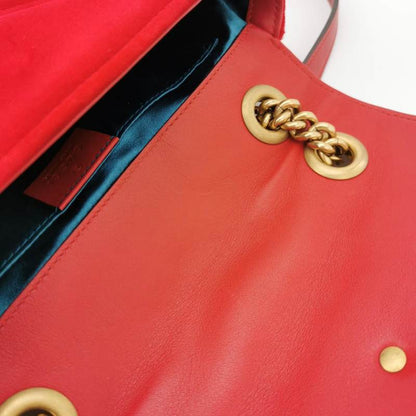 Gucci Marmont Mini Flap Red Velvet Handbag