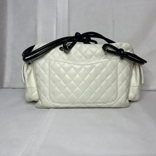 Chanel Cambon Multi-pocket Ligne Reporter Bag Large White Calfskin Leather