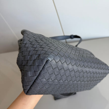 Sold Bottega Veneta Garda Bag Small Grey Intrecciato Leather 25cm