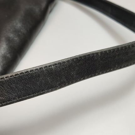 Fendi Mamma Baguette Black Lambskin Leather Green Enamel Buckle