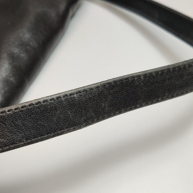 Fendi Mamma Baguette Black Lambskin Leather Green Enamel Buckle